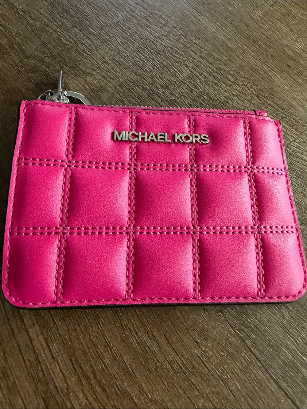 Michael Kors Dragonfruit Quilted Leather Card Case